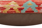 handmade Traditional Pillow Red Blue Hand-Woven SQUARE 100% WOOL Hand woven turkish pillow2' x 2'