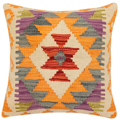 handmade Traditional Pillow Rust Gray Hand-Woven SQUARE 100% WOOL Hand woven turkish pillow2' x 2'