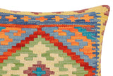 handmade Traditional Pillow Rust Blue Hand-Woven SQUARE 100% WOOL Hand woven turkish pillow2' x 2'