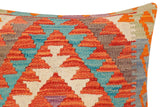 handmade Traditional Pillow Rust Blue Hand-Woven SQUARE 100% WOOL Hand woven turkish pillow2' x 2'