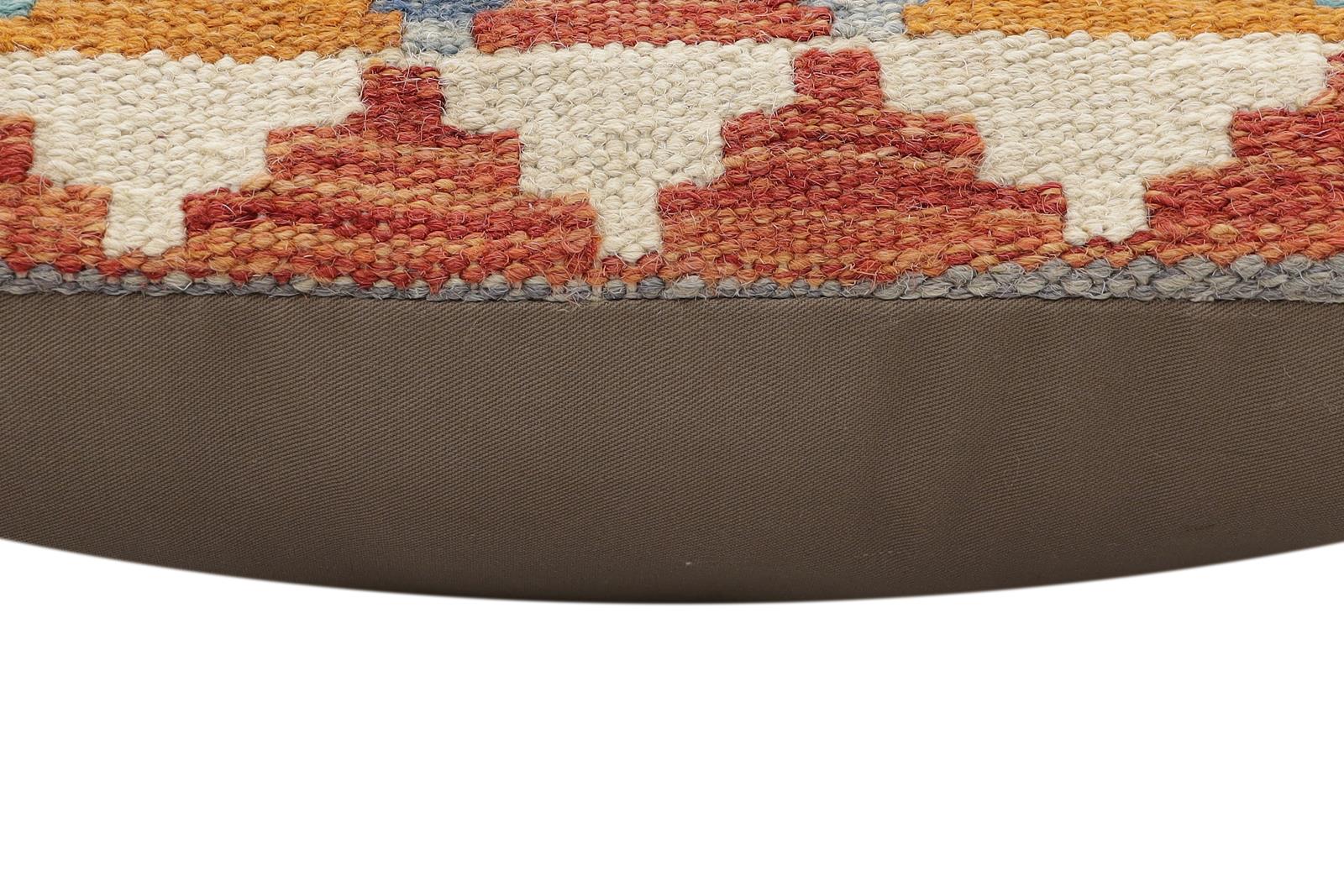 handmade Traditional Pillow Rust Blue Hand-Woven SQUARE 100% WOOL  Hand woven turkish pillow  2 x 2