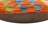 handmade Traditional Pillow Rust Blue Hand-Woven SQUARE 100% WOOL Hand woven turkish pillow2' x 2'
