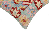 handmade Traditional Pillow Blue Red Hand-Woven SQUARE 100% WOOL Hand woven turkish pillow2' x 2'