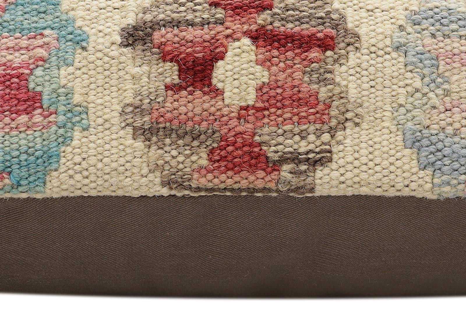 handmade Traditional Pillow Red Blue Hand-Woven SQUARE 100% WOOL  Hand woven turkish pillow  2 x 2