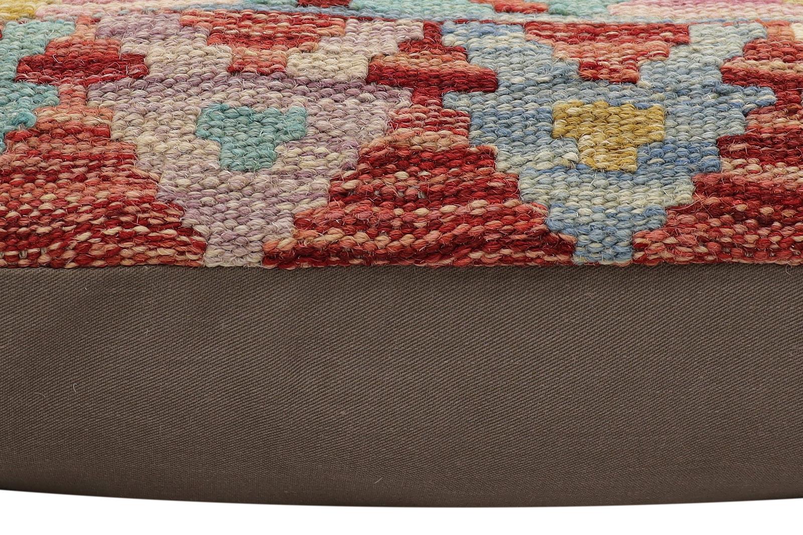 handmade Traditional Pillow Rust Blue Hand-Woven SQUARE 100% WOOL  Hand woven turkish pillow  2 x 2