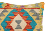 handmade Traditional Pillow Rust Blue Hand-Woven SQUARE 100% WOOL Hand woven turkish pillow2' x 2'