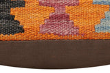 handmade Traditional Pillow Rust Blue Hand-Woven SQUARE 100% WOOL Hand woven turkish pillow2' x 2'