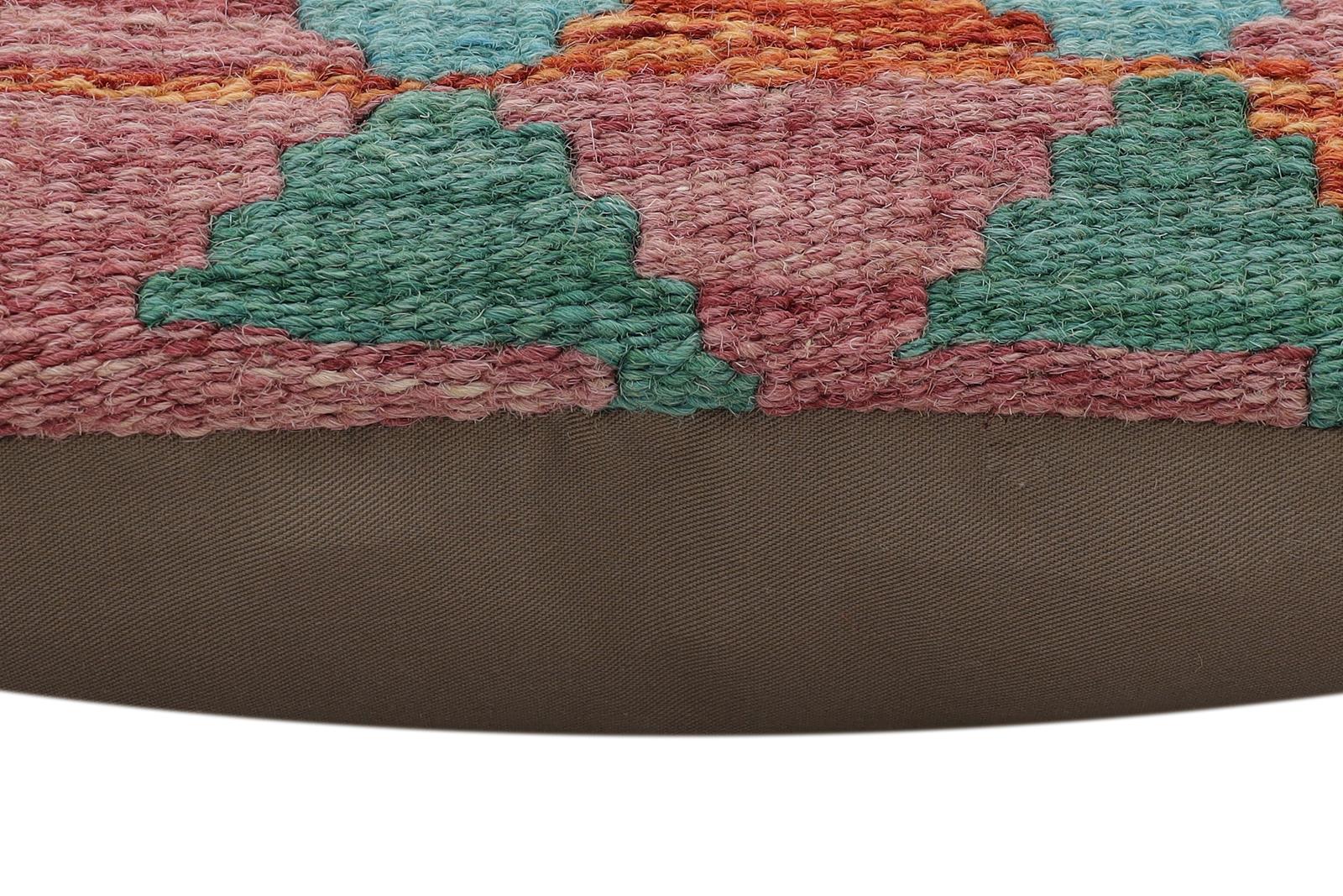 handmade Traditional Pillow Rust Blue Hand-Woven SQUARE 100% WOOL  Hand woven turkish pillow  2 x 2