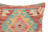 handmade Traditional Pillow Red Blue Hand-Woven SQUARE 100% WOOL Hand woven turkish pillow2' x 2'