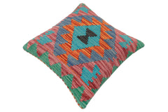 handmade Traditional Pillow Rust Blue Hand-made SQUARE 100% WOOL Hand woven turkish pillow2' x 2'