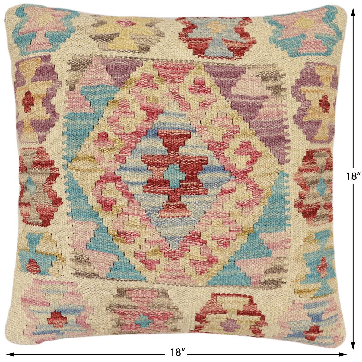 handmade Traditional Pillow Red Blue Hand-made SQUARE 100% WOOL Hand woven turkish pillow2' x 2'