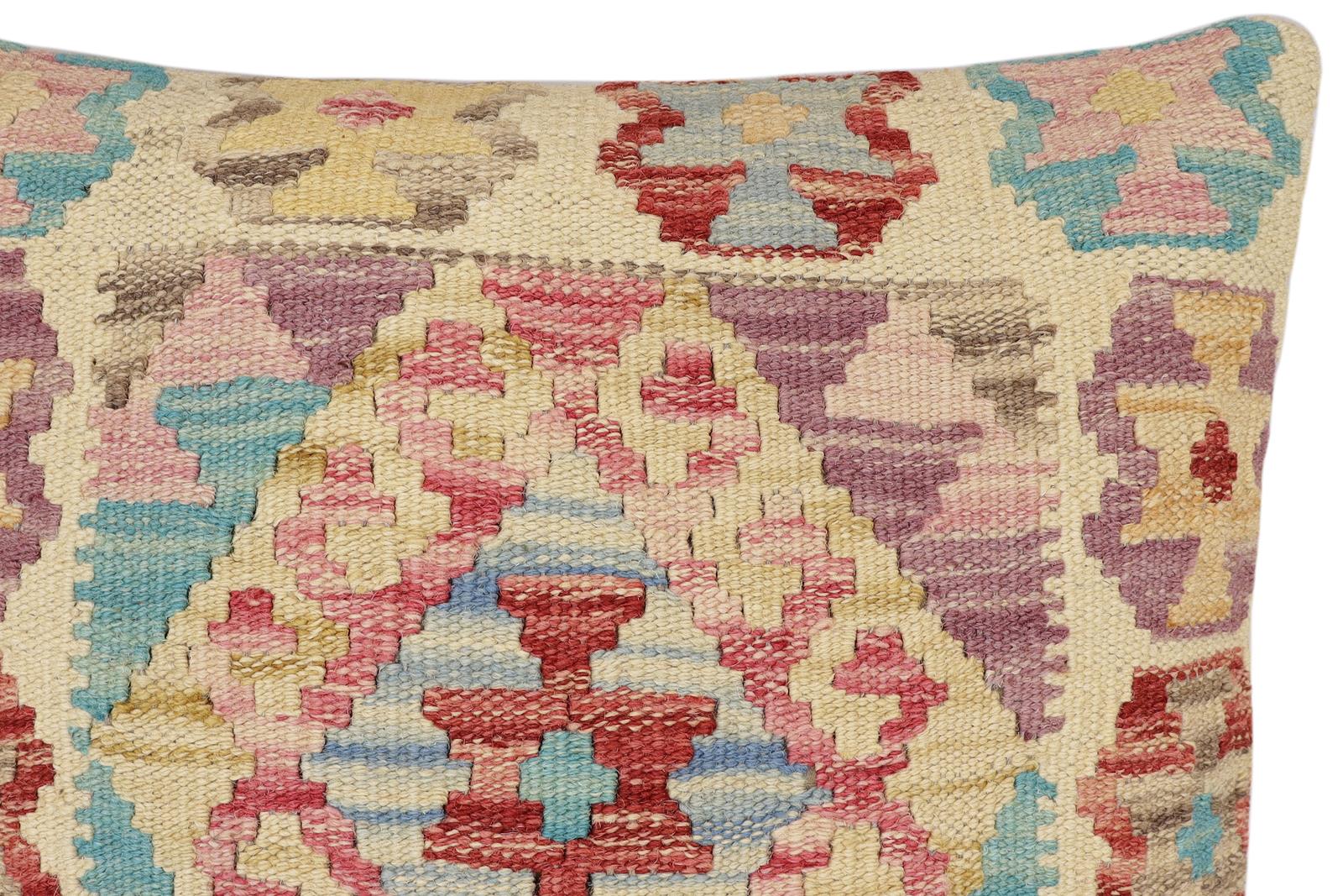 handmade Traditional Pillow Red Blue Hand-made SQUARE 100% WOOL Hand woven turkish pillow2' x 2'