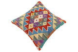 handmade Traditional Pillow Rust Blue Hand-made SQUARE 100% WOOL Hand woven turkish pillow2' x 2'