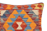 handmade Traditional Pillow Rust Blue Hand-made SQUARE 100% WOOL Hand woven turkish pillow2' x 2'