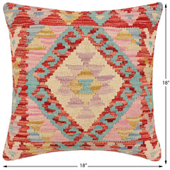 handmade Traditional Pillow Red Blue Hand-made SQUARE 100% WOOL Hand woven turkish pillow2' x 2'