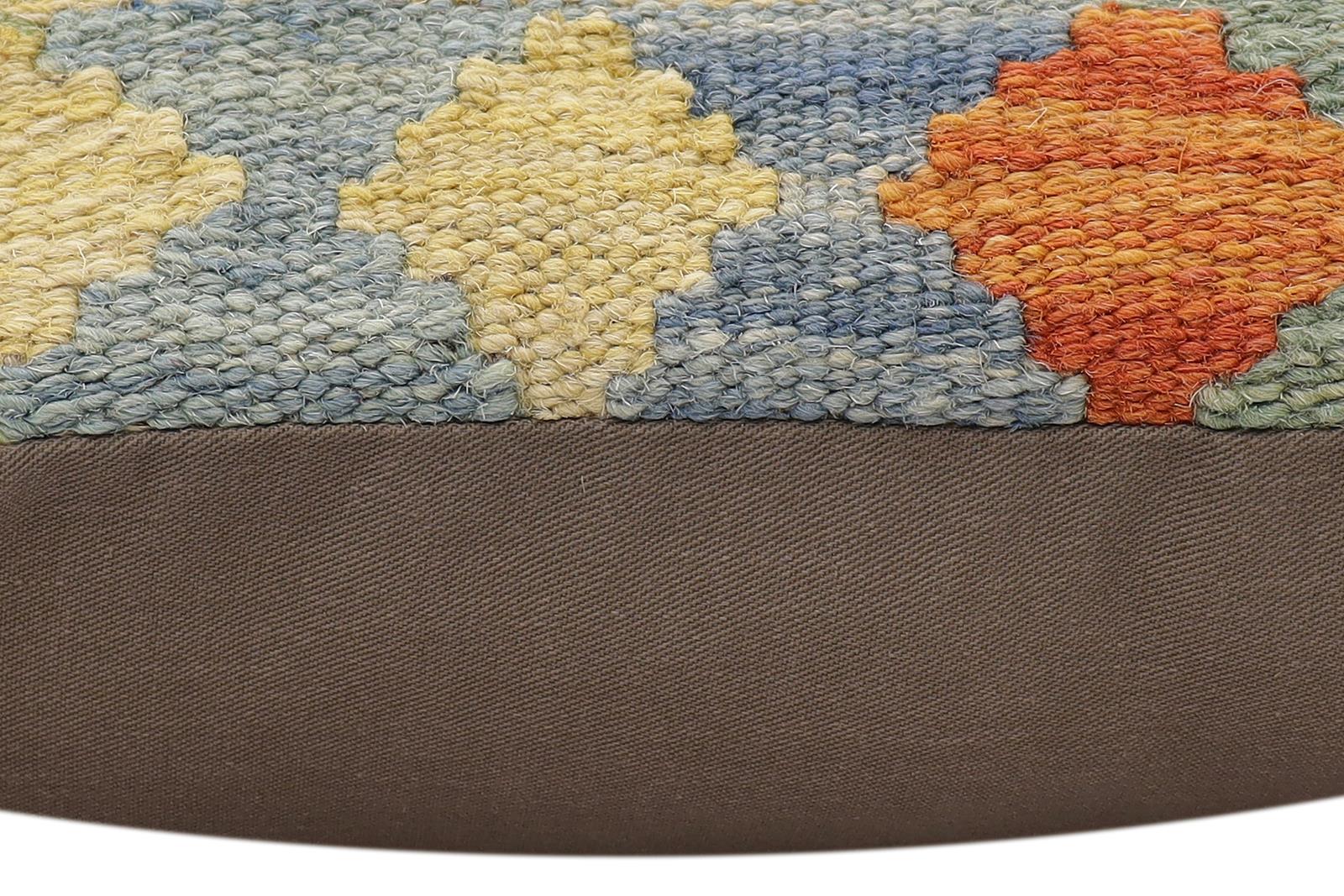 handmade Traditional Pillow Rust Blue Hand-made SQUARE 100% WOOL  Hand woven turkish pillow  3 x 5