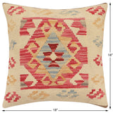 handmade Traditional Pillow Beige Red Hand-made SQUARE 100% WOOL Hand woven turkish pillow2' x 2'