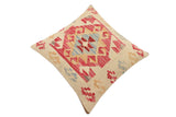 handmade Traditional Pillow Beige Red Hand-made SQUARE 100% WOOL Hand woven turkish pillow2' x 2'