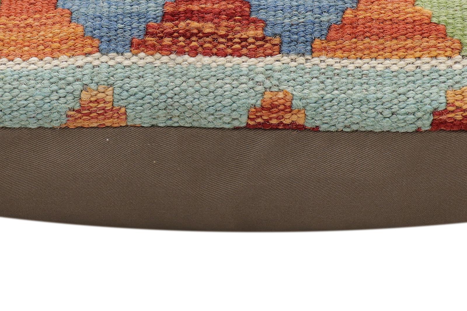 handmade Traditional Pillow Rust Blue Hand-made SQUARE 100% WOOL Hand woven turkish pillow2' x 2'