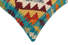 handmade Traditional Pillow Blue Rust Hand-made SQUARE 100% WOOL  Hand woven turkish pillow  2 x 2