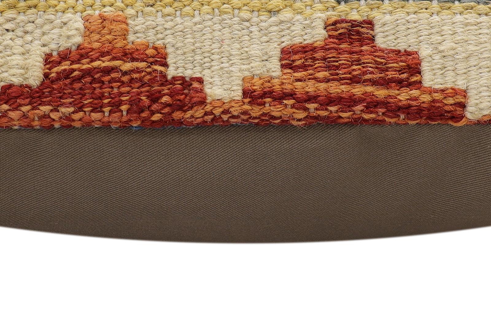 handmade Traditional Pillow Rust Blue Hand-made SQUARE 100% WOOL  Hand woven turkish pillow  2 x 2