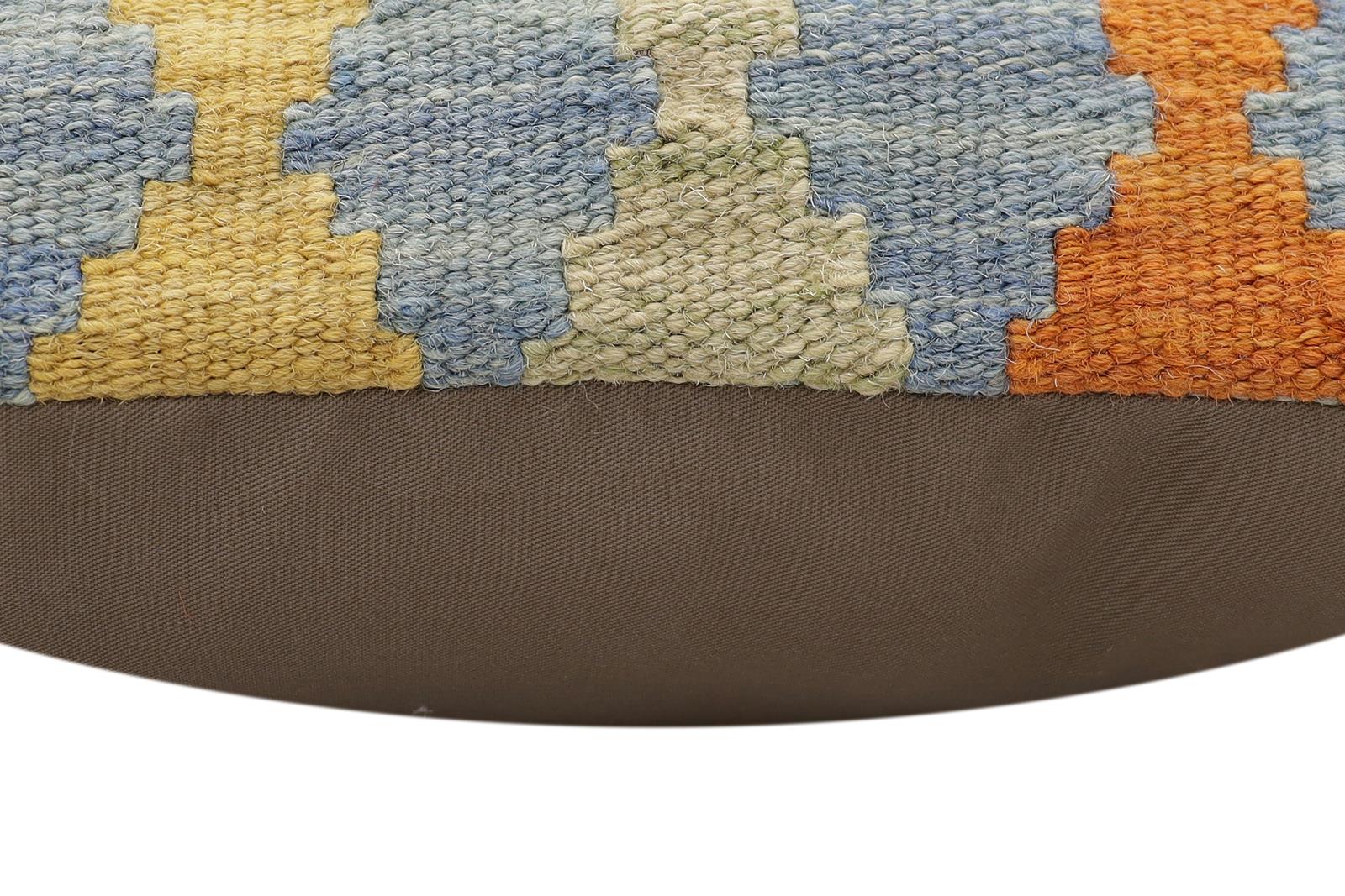 handmade Traditional Pillow Rust Blue Hand-made SQUARE 100% WOOL Hand woven turkish pillow2' x 2'