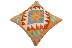 handmade Traditional Pillow Rust Blue Hand-made SQUARE 100% WOOL Hand woven turkish pillow2' x 2'