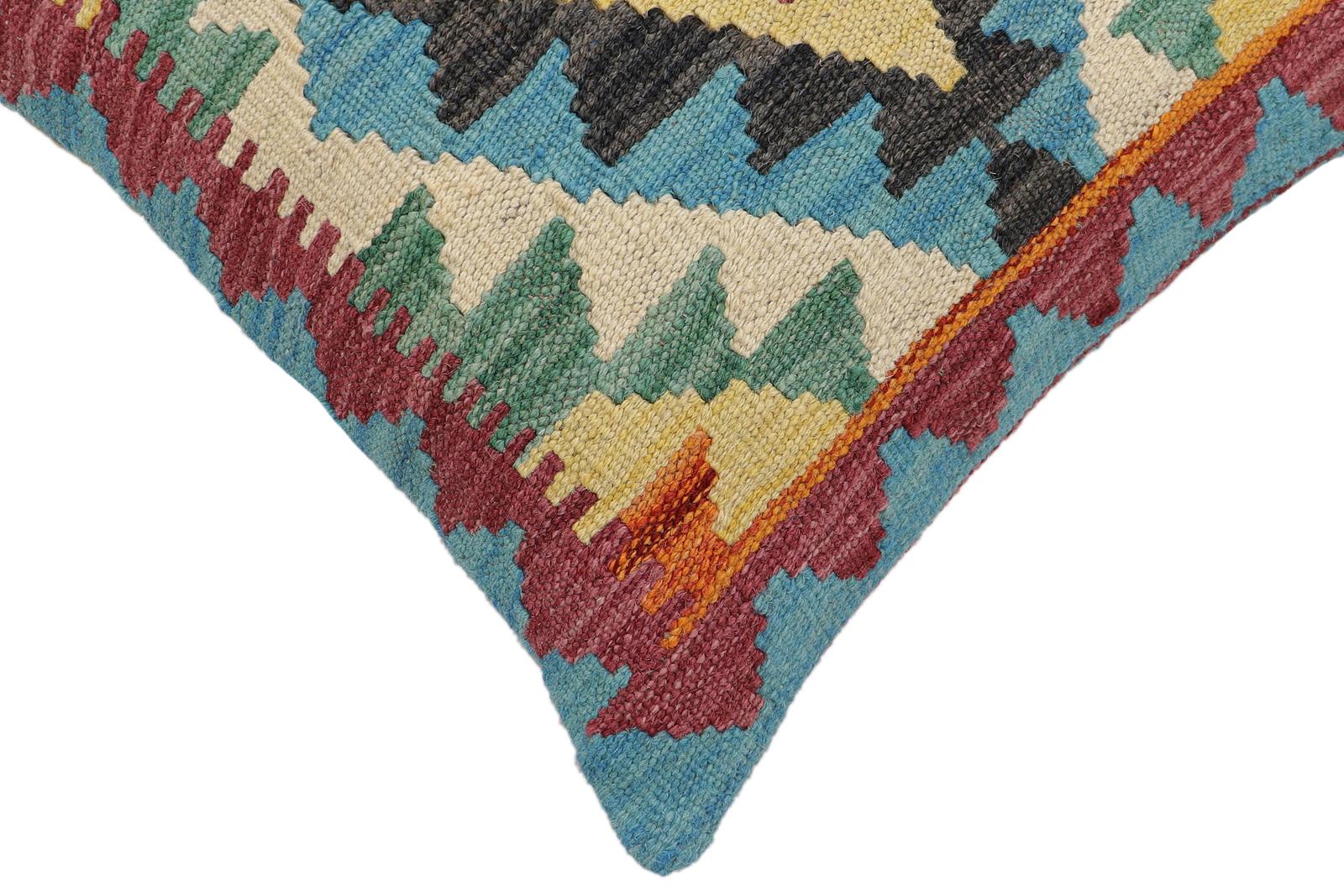 handmade Traditional Pillow Red Blue Hand-made SQUARE 100% WOOL Hand woven turkish pillow2' x 2'