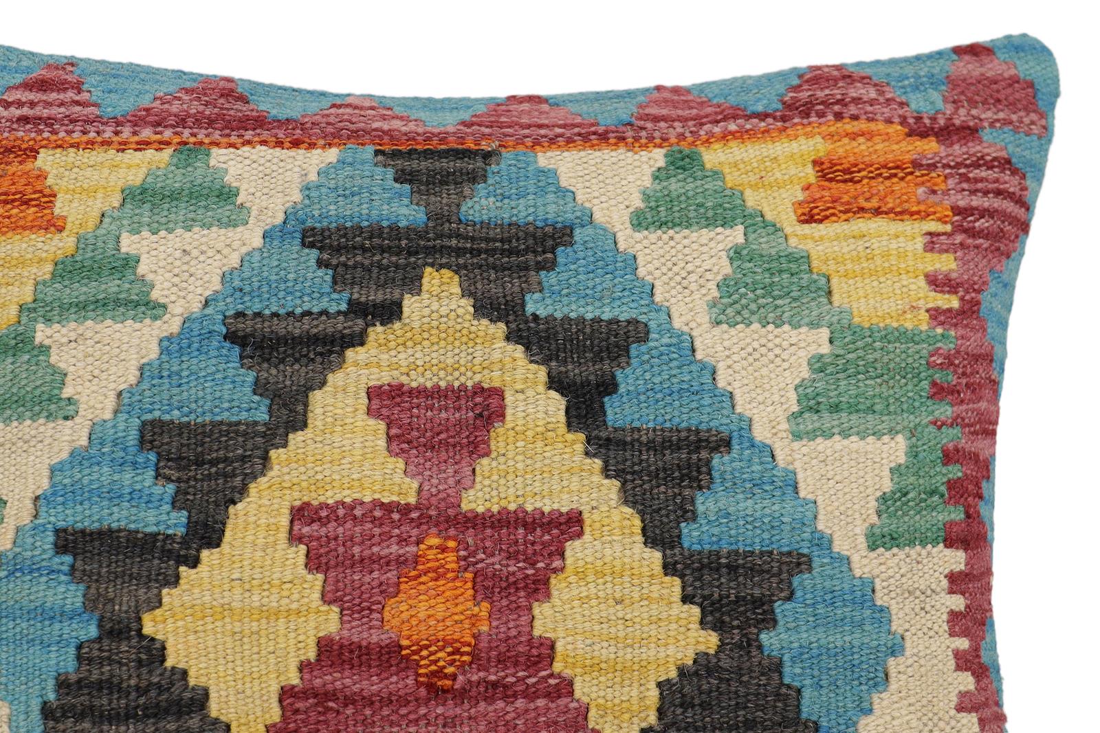 handmade Traditional Pillow Red Blue Hand-made SQUARE 100% WOOL Hand woven turkish pillow2' x 2'