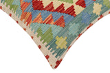 handmade Traditional Pillow Rust Blue Hand-Woven SQUARE 100% WOOL Hand woven turkish pillow2' x 2'