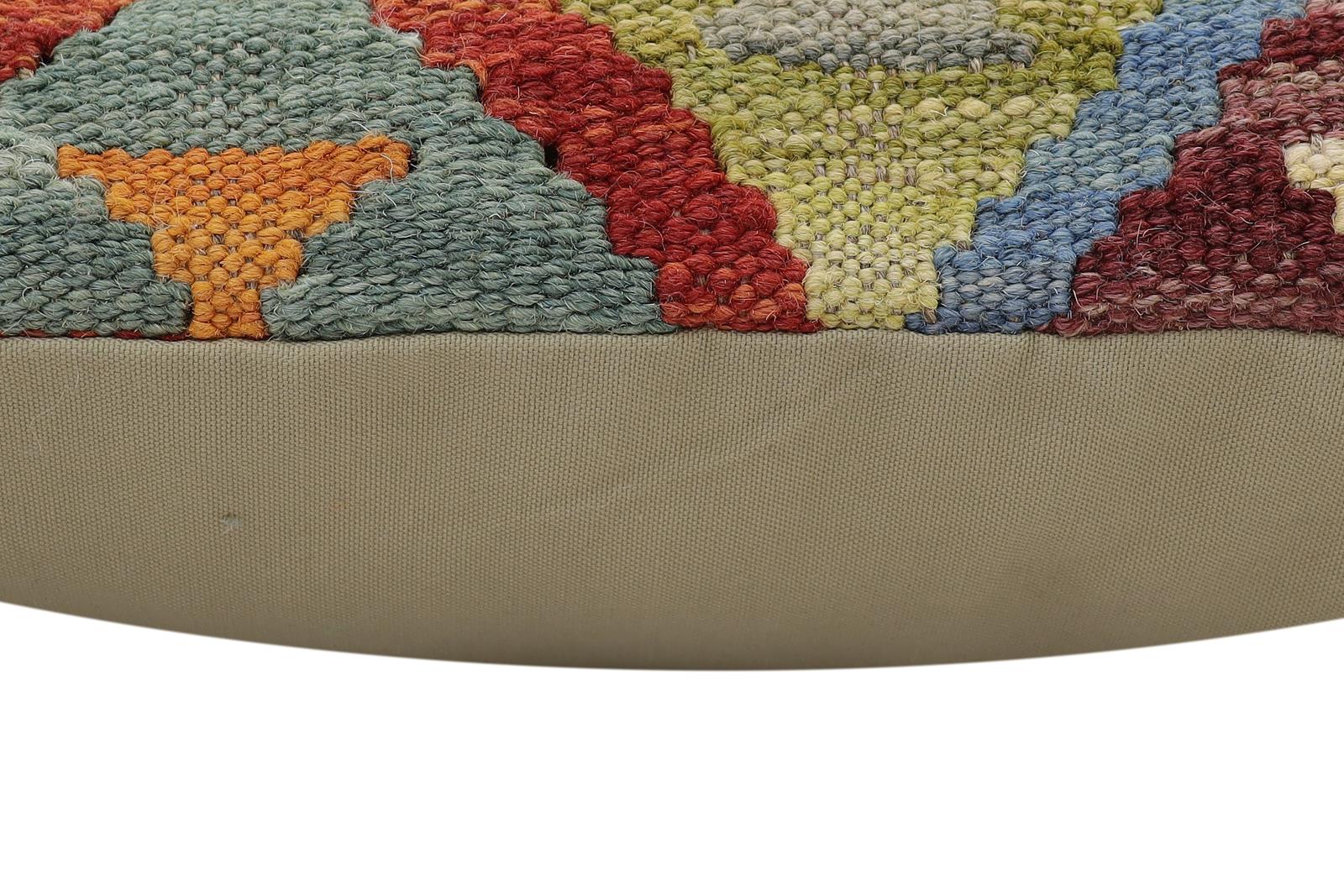 handmade Traditional Pillow Rust Blue Hand-Woven SQUARE 100% WOOL Hand woven turkish pillow2' x 2'