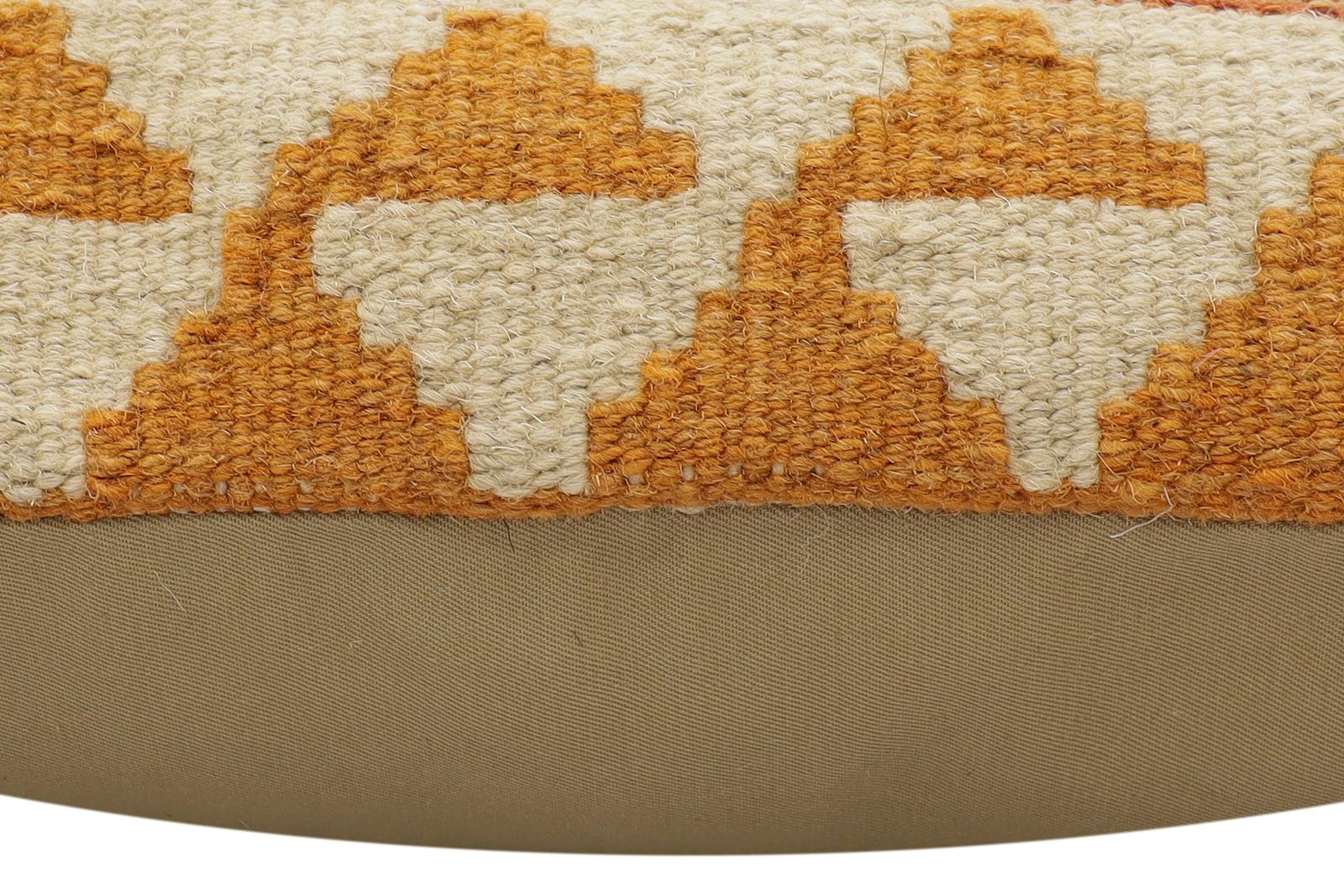 handmade Traditional Pillow Rust Blue Hand-Woven SQUARE 100% WOOL Hand woven turkish pillow2' x 2'