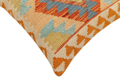 handmade Traditional Pillow Rust Blue Hand-Woven SQUARE 100% WOOL  Hand woven turkish pillow  2 x 2