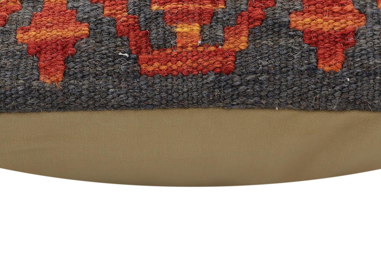 handmade Traditional Pillow Rust Charcoal Hand-Woven SQUARE 100% WOOL Hand woven turkish pillow2' x 2'