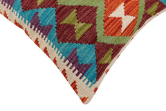 handmade Traditional Pillow Rust Blue Hand-Woven SQUARE 100% WOOL  Hand woven turkish pillow  2 x 2