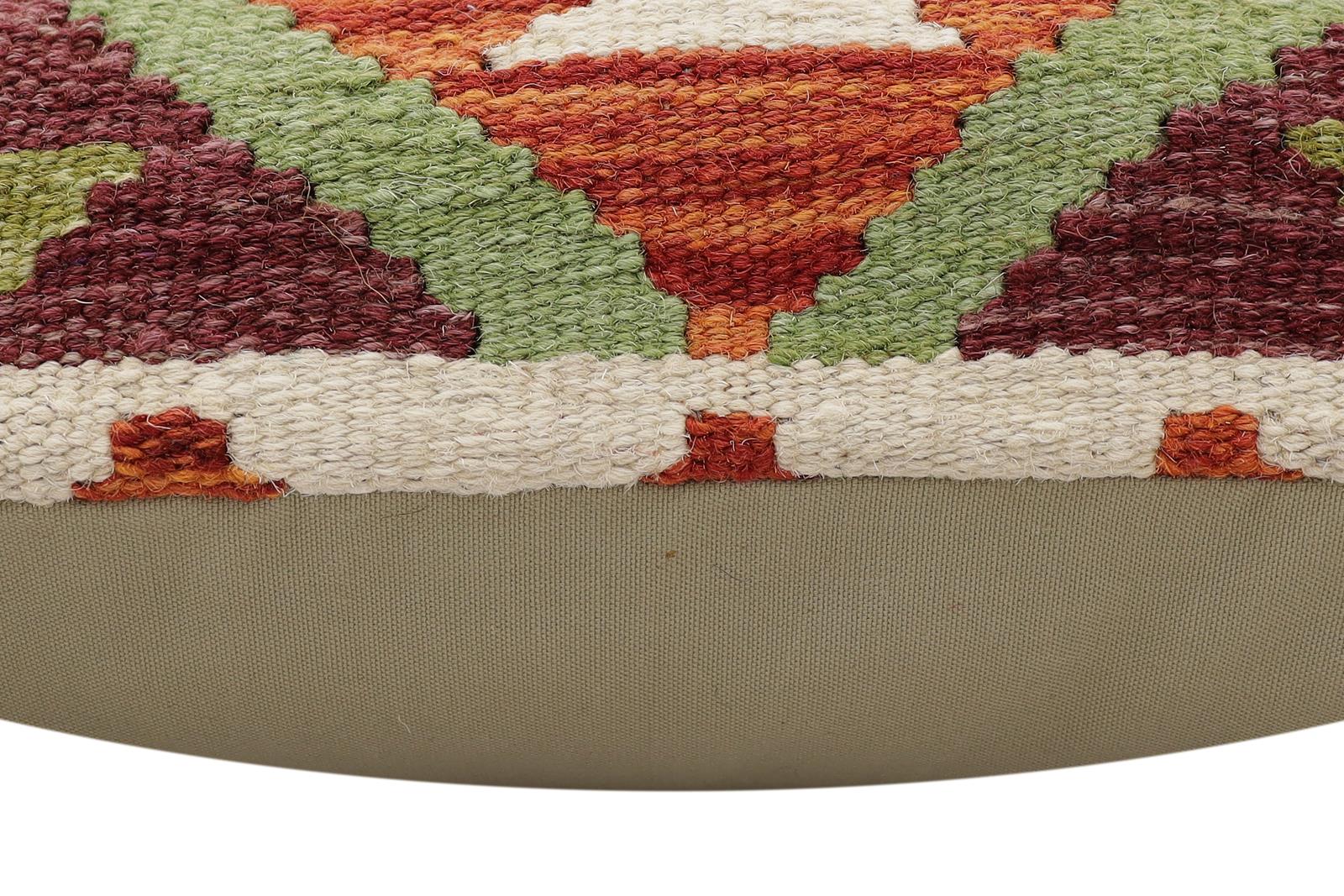 handmade Traditional Pillow Rust Blue Hand-Woven SQUARE 100% WOOL  Hand woven turkish pillow  2 x 2