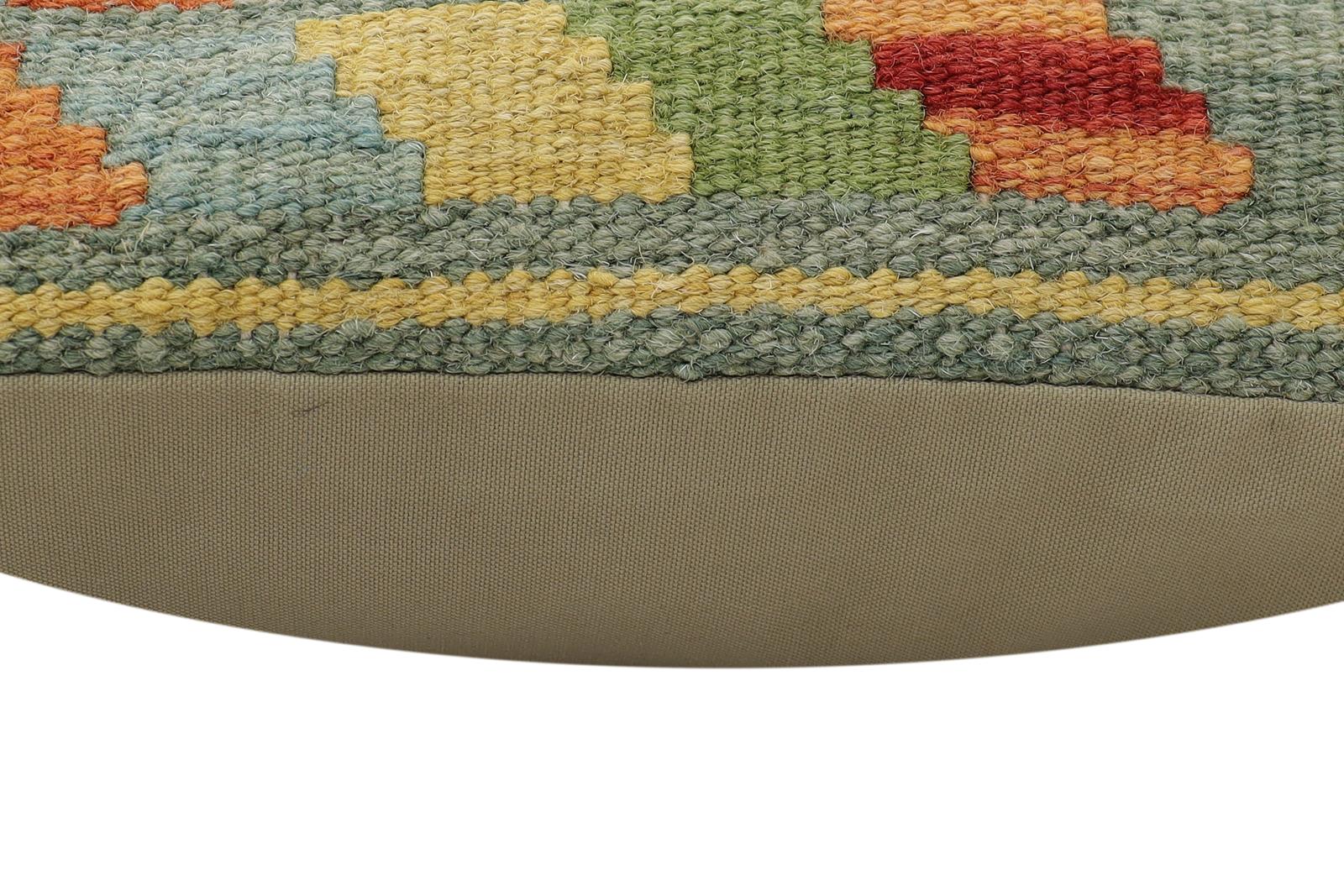 handmade Traditional Pillow Rust Blue Hand-Woven SQUARE 100% WOOL Hand woven turkish pillow2' x 2'