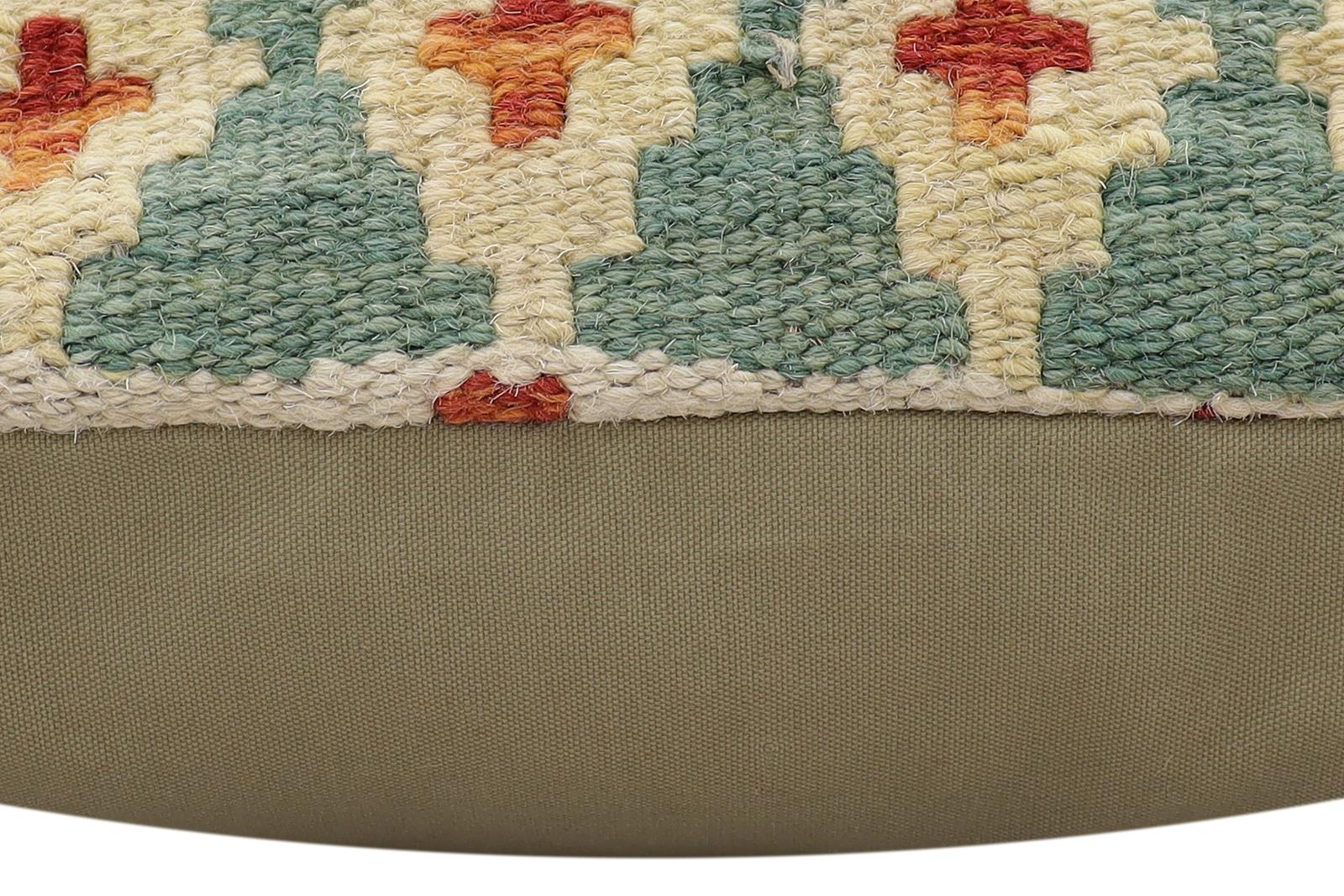 handmade Traditional Pillow Rust Blue Hand-Woven SQUARE 100% WOOL Hand woven turkish pillow2' x 2'