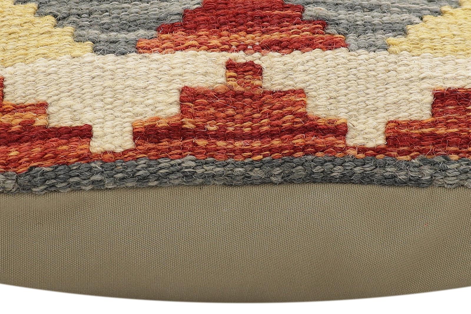 handmade Traditional Pillow Rust Gray Hand-Woven SQUARE 100% WOOL Hand woven turkish pillow2' x 2'