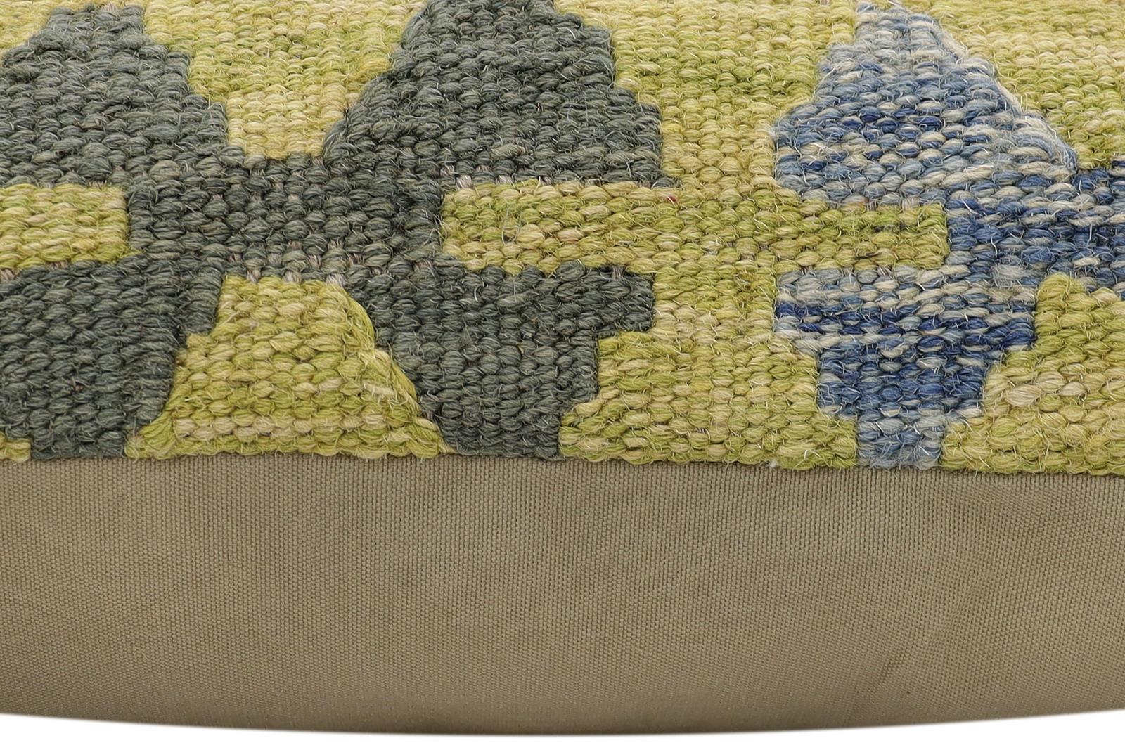 handmade Traditional Pillow Rust Blue Hand-Woven SQUARE 100% WOOL Hand woven turkish pillow2' x 2'