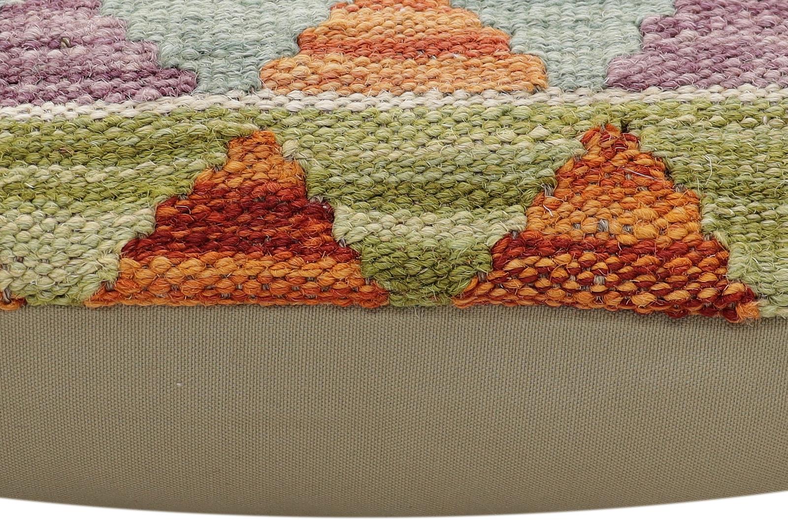 handmade Traditional Pillow Rust Blue Hand-Woven SQUARE 100% WOOL Hand woven turkish pillow2' x 2'