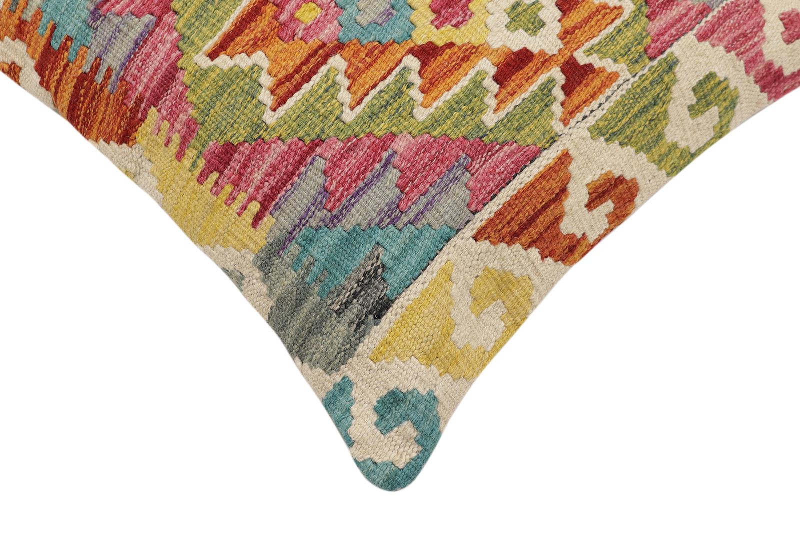 handmade Traditional Pillow Rust Blue Hand-Woven SQUARE 100% WOOL Hand woven turkish pillow2' x 2'