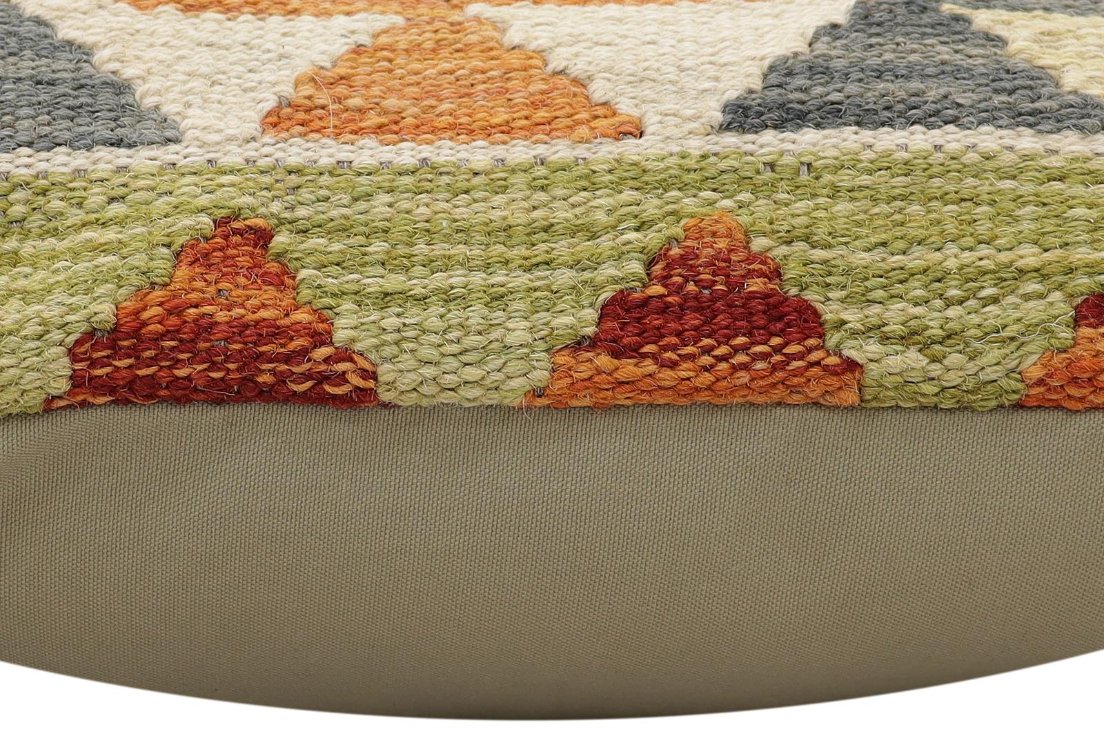 handmade Traditional Pillow Rust Blue Hand-Woven SQUARE 100% WOOL Hand woven turkish pillow2' x 2'