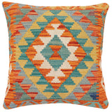 Boho Chic Cornish Turkish Hand-Woven Kilim Pillow - 18 x 19