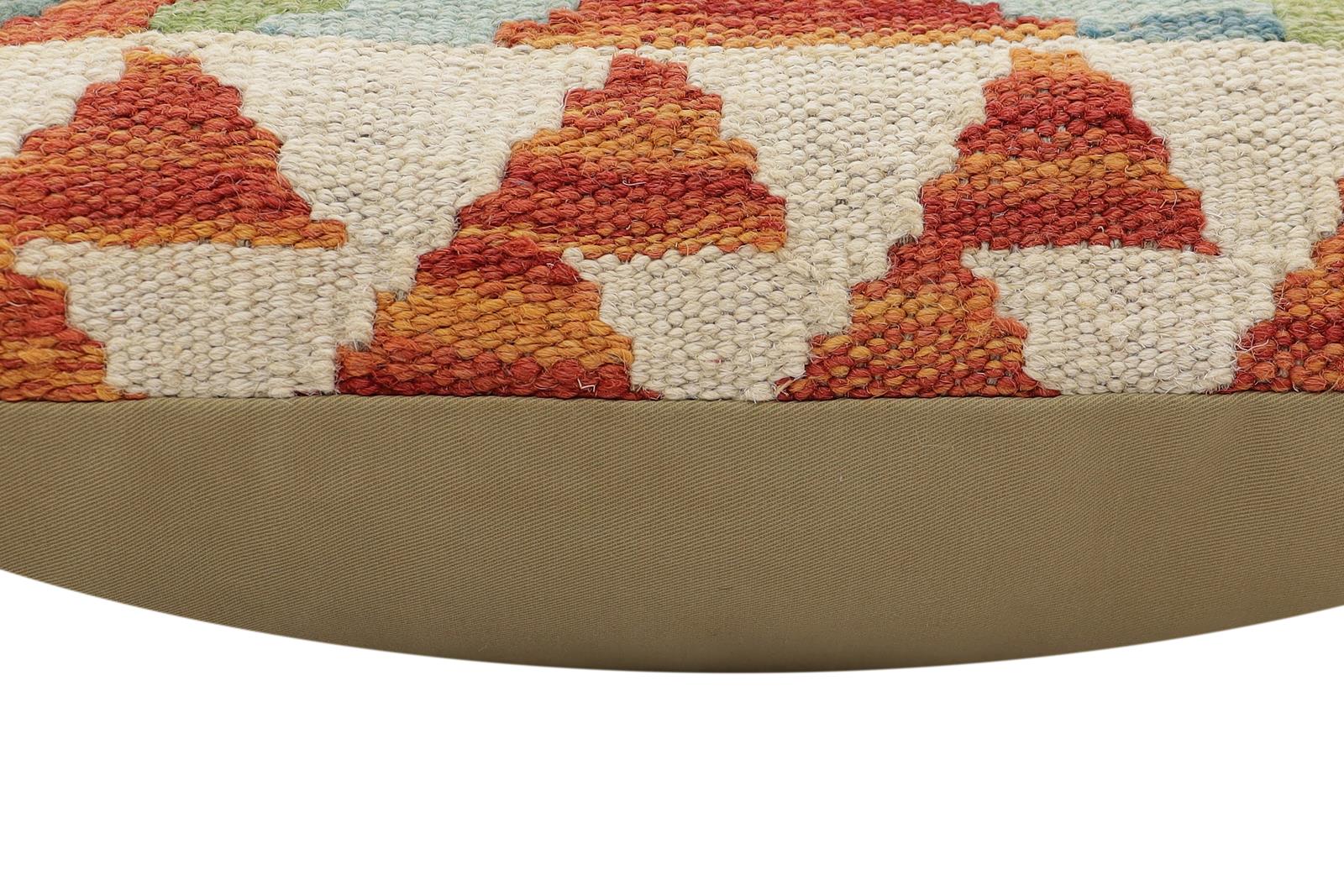 handmade Traditional Pillow Rust Blue Hand-Woven SQUARE 100% WOOL  Hand woven turkish pillow  3 x 5