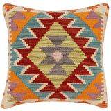 Tribal Lock Turkish Hand-Woven Kilim Pillow - 17