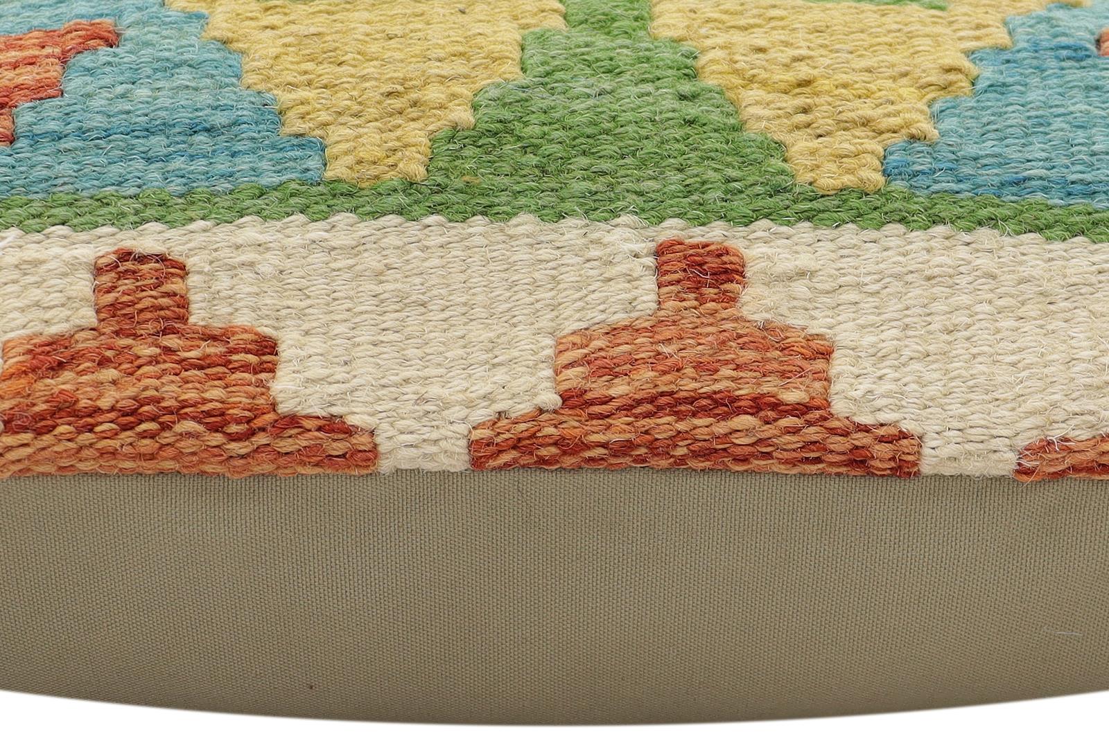 handmade Traditional Pillow Rust Blue Hand-Woven SQUARE 100% WOOL Hand woven turkish pillow2' x 2'