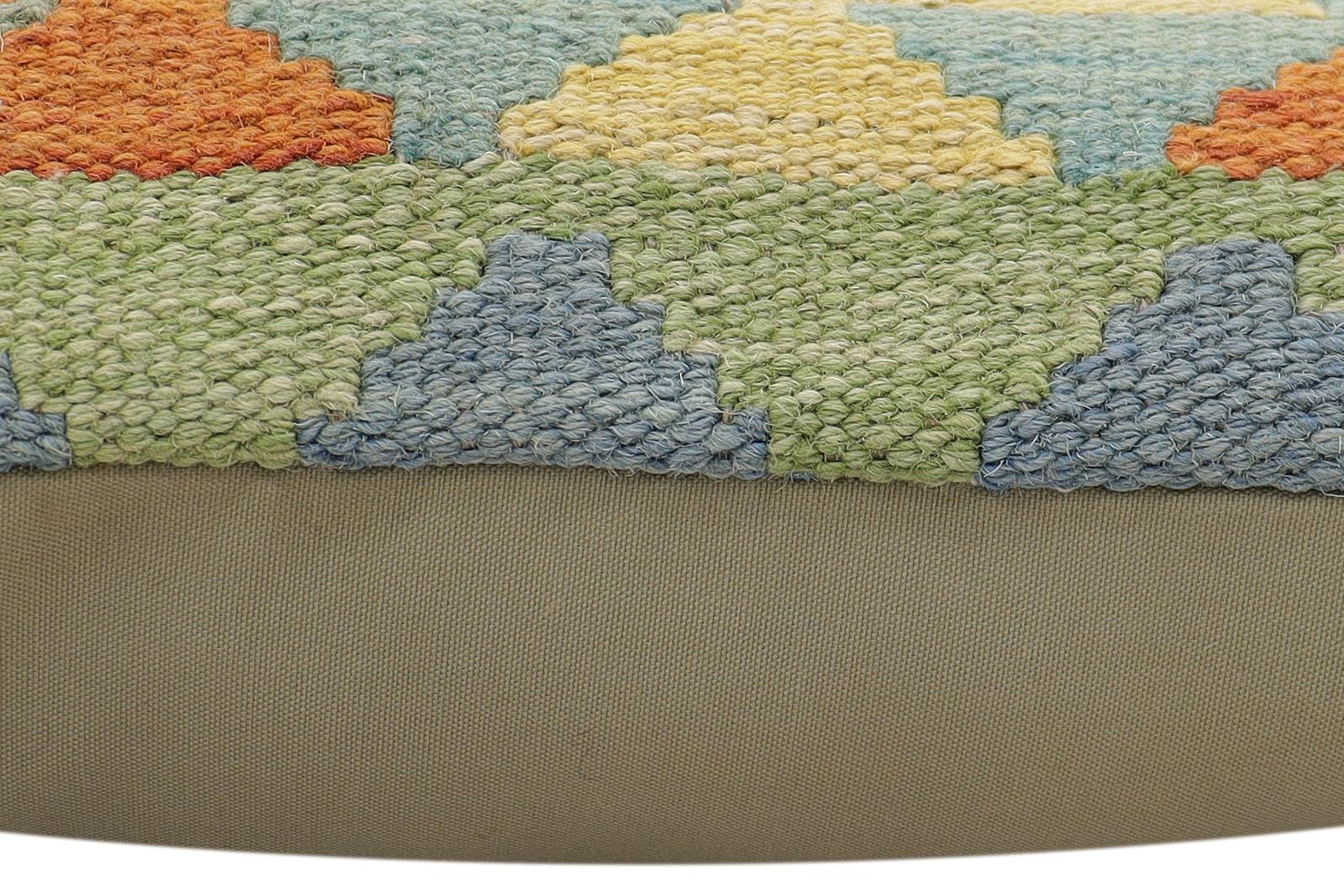 handmade Traditional Pillow Rust Blue Hand-Woven SQUARE 100% WOOL Hand woven turkish pillow2' x 2'