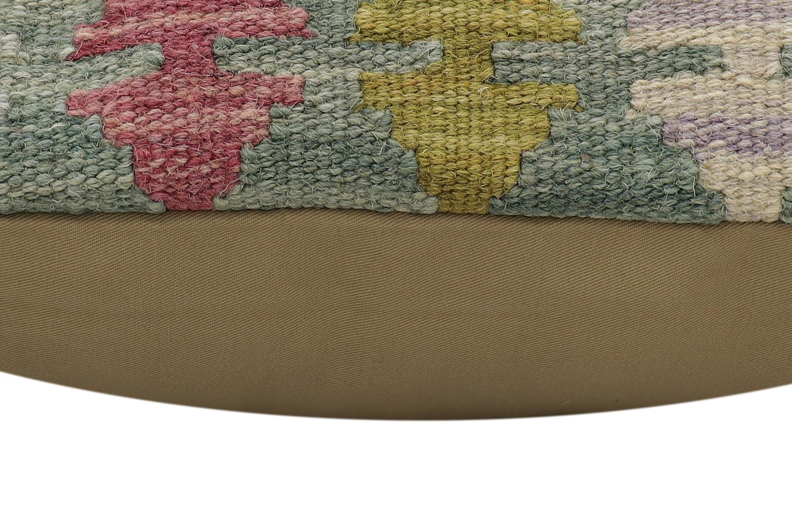 handmade Traditional Pillow Rust Green Hand-Woven SQUARE 100% WOOL Hand woven turkish pillow2' x 2'