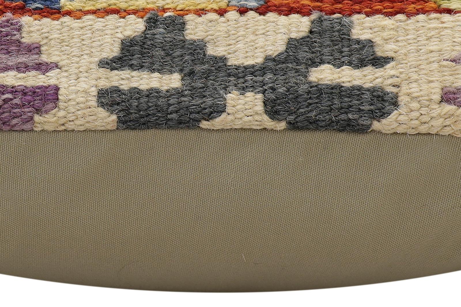 handmade Traditional Pillow Rust Blue Hand-Woven SQUARE 100% WOOL Hand woven turkish pillow2' x 2'